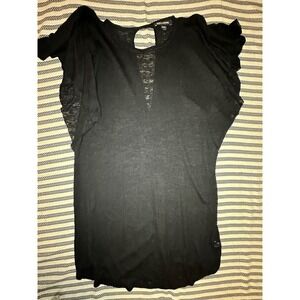 Billabong Womens Black Lace Detail Keyhole Back Dolman sleeve Swim Cover Up‎